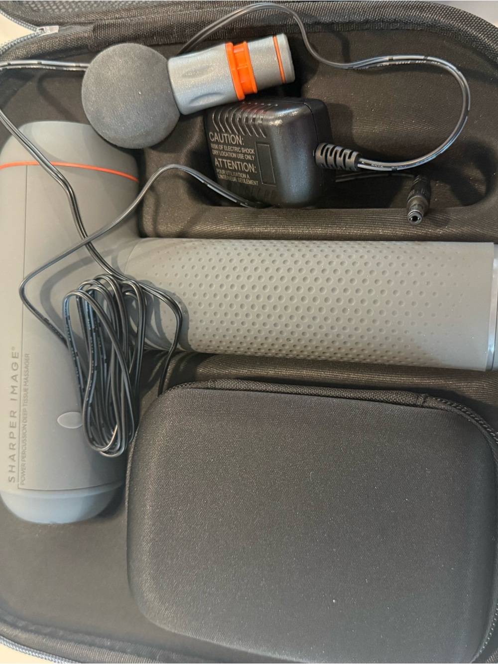 Sharper Image Gray Handheld Massager with Orange Accent